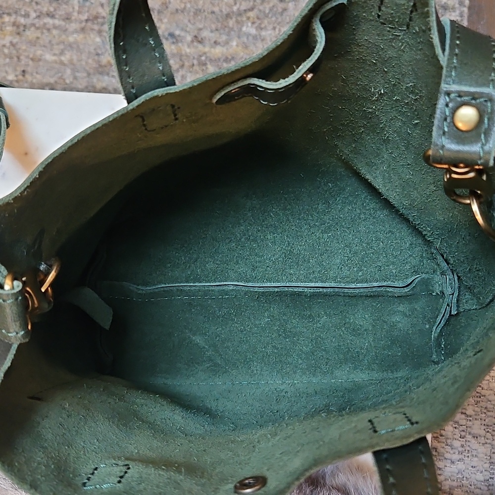 Portland Leather Goods Purse PLG OG Forest Green Mini Snap Crossbody Or Handheld - Picture 10 of 13